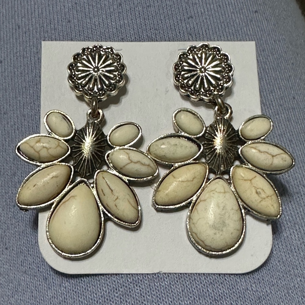 Western/Boho Stone Flower Earrings